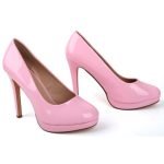 Womens Drag Queen Cross Dresser Round Toe Court Shoes Pink Patent