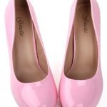 Womens Drag Queen Cross Dresser Round Toe Court Shoes Pink Patent