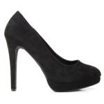 Womens Drag Queen Cross Dresser Round Toe Court Shoes Black Suede