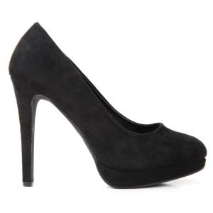 Womens Drag Queen Cross Dresser Round Toe Court Shoes Black Suede