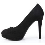 Womens Drag Queen Cross Dresser Round Toe Court Shoes Black Suede