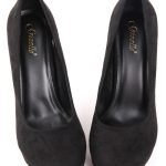 Womens Drag Queen Cross Dresser Round Toe Court Shoes Black Suede