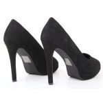 Womens Drag Queen Cross Dresser Round Toe Court Shoes Black Suede