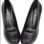 Womens Drag Queen Cross Dresser Round Toe Court Shoes Black Matte