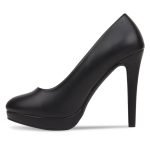 Womens Drag Queen Cross Dresser Round Toe Court Shoes Black Matte