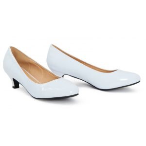 Women Round Toe Kitten Heel Shoes Black patent
