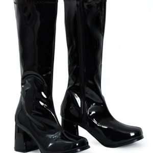 Ladies Womens Fancy Dress Party GO GO Boots 1960s & 1970s Black