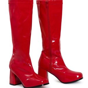 Ladies Women Fancy Dress Party GO GO Boots 1960s & 1970s red