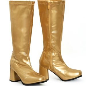 Ladies Women Fancy Dress Party GO GO Boots 1960s & 1970s gold