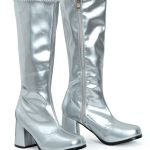 Ladies Women Fancy Dress Party GO GO Boots 1960s & 1970s Silver