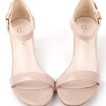 Women Low Mid Heel Block Peep Toe Ladies Ankle Strap Party Strappy Sandals Nude Patent