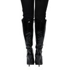 Women's Knee High Stiletto Boots Lace Up Long Shaft and Side Zipper Heeled Booties