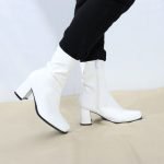 Women's Go Go Boots Mid Calf Block Heel Zipper Boot