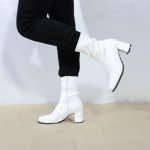 Women's Go Go Boots Mid Calf Block Heel Zipper Boot