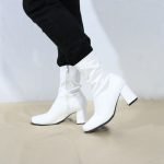 Women's Go Go Boots Mid Calf Block Heel Zipper Boot