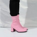 Women's Go Go Boots Mid Calf Block Heel Zipper Boot