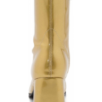 Women's Go Go Boots Mid Calf Block Heel Zipper ankle Boot-Gold Patent