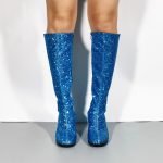 GOGO Boots 1960s & 1970s Retro Glitter Fancy Party Boots Blue