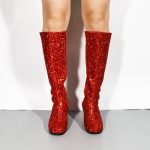 GOGO Boots 1960s & 1970s Retro Glitter Fancy Party Boots Red