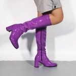 Ladies Women Fancy Dress Party GO GO Boots 1960s & 1970s Purple Patent