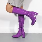 Ladies Women Fancy Dress Party GO GO Boots 1960s & 1970s Purple Patent