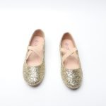 Girl's Mary Jane Ballerina Flat Shoes- Gold Glitter