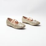 Girl's Mary Jane Ballerina Flat Shoes- Gold Glitter