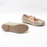 Girl's Mary Jane Ballerina Flat Shoes- Gold Glitter