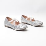 Girl's Mary Jane Ballerina Flat Shoes- Silver Glitter