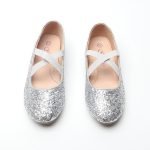 Girl's Mary Jane Ballerina Flat Shoes- Silver Glitter