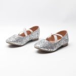 Girl's Mary Jane Ballerina Flat Shoes- Silver Glitter