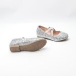 Girl's Mary Jane Ballerina Flat Shoes- Silver Glitter