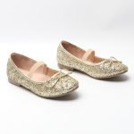 Girl's Mary Jane Ballerina Flat Shoes- Gold Glitter