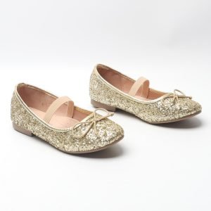 Girl's Mary Jane Ballerina Flat Shoes- Gold Glitter
