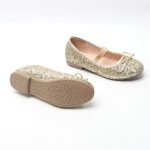 Girl's Mary Jane Ballerina Flat Shoes- Gold Glitter