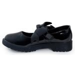 Girls Mary Jane School Shoes with Bow On Strap- Black Patent