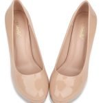 Womens Cross Dresser HIGH Heel Round Toe Court Shoes Nude Patent