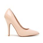 Womens Drag Queen Pointy Toe Court Shoes - Nude Patent