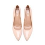 Womens Drag Queen Pointy Toe Court Shoes - Nude Patent